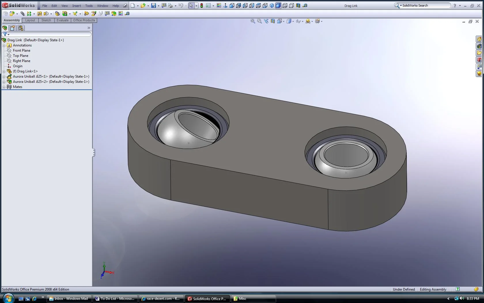 Solidworks Rod End in Assembly | race-deZert