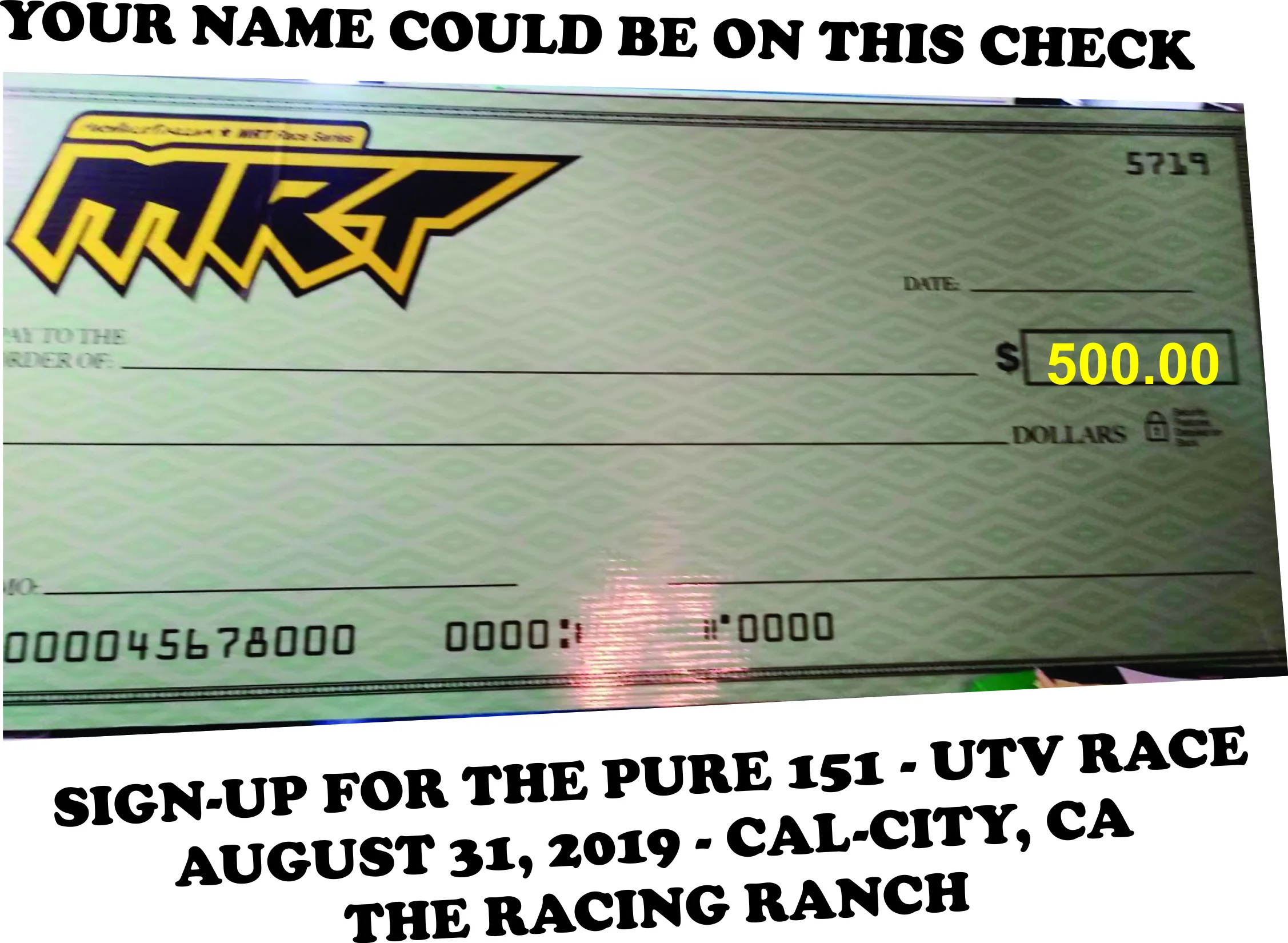 THE BIG CHECK IS WAITING FOR YOU... | race-deZert